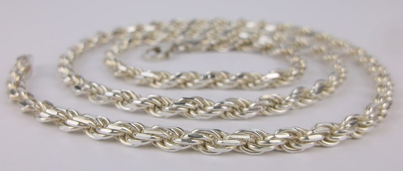 Mint Thick Big Heavy Italian Sterling Silver Rope Chain Necklace 20" (1 of 2)