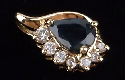 New Vintage Gold Over Sterling .50ct Sapphire Pendant