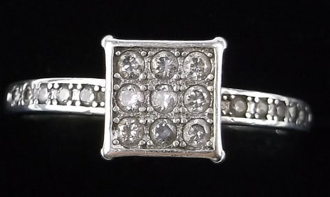 Mint Vintage Sterling Silver White Stone Ring 9.25