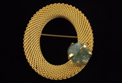 Mint Vintage 1960s Genuine Jade Brooch