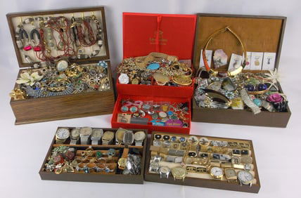 HUGE Vintage Estate Jewelry Box Lot FULL Of Vintage Jewelry