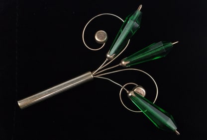 Huge Stunning Antique 1930s Art Deco Crystal Brooch