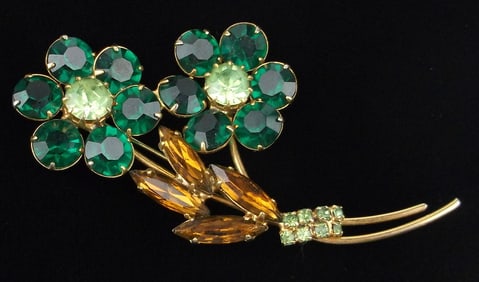 Mint Vintage 1960s Juliana Rhinestone Flower Brooch