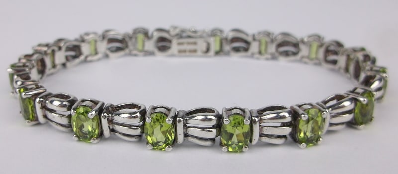 Mint Thick Heavy Sterling Silver 7.5cttw Peridot Tennis Bracelet 7.25": Guaranteed Solid 925 Sterling Silver, in Excellent Condition