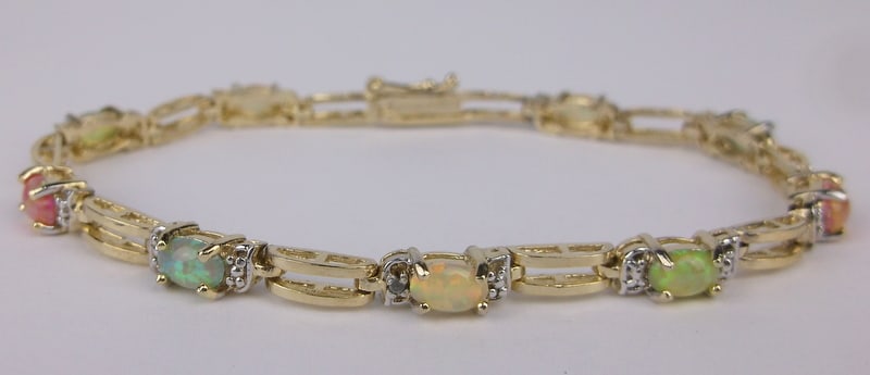 Mint Vint Designer Gold Over Sterling Opal Tennis Bracelet 7.5" (1 of 3)