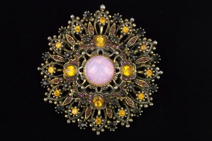 Stunning Vintage 1960s HOBE Rhinestone Brooch Dragons Breath