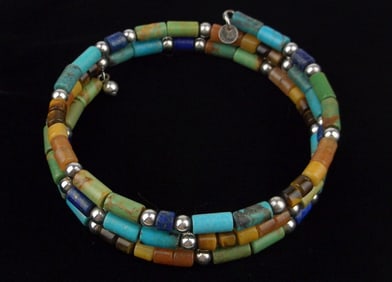 Mint Vintage Shubes Sterling Silver Turquoise Lapis Wrap Bracelet