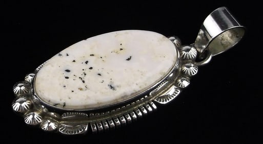 Mint Big Navajo Thomas Francisco Sterling White Buffalo Pendant