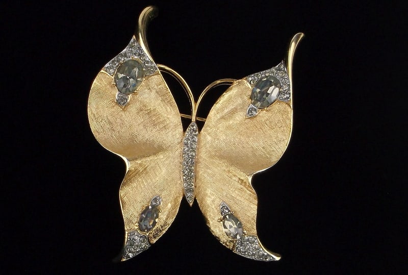 Mint 1955 Alfred Philippe Crown Crystal Trifari Butterfly Brooch: Mint Condition, In Like New Condition, Perfect