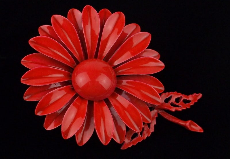 Mint Big Vint 1960s Enameled Flower Brooch (1 of 2)
