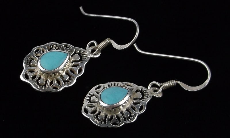 Mint Vintage Sterling Silver Turquoise Earrings (1 of 2)