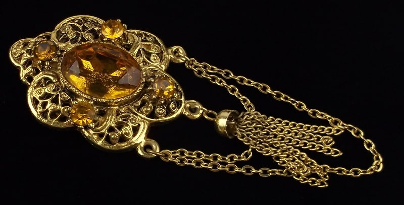 Mint Vintage 1960s Rhinestone Drop Sway Brooch (1 of 2)