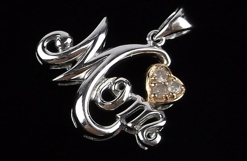 Mint Designer Sterling Silver 10k Diamond Mom Pendant (1 of 2)