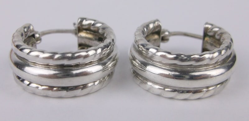 Mint Vintage Italian Sterling Silver Hoop Earrings (1 of 2)