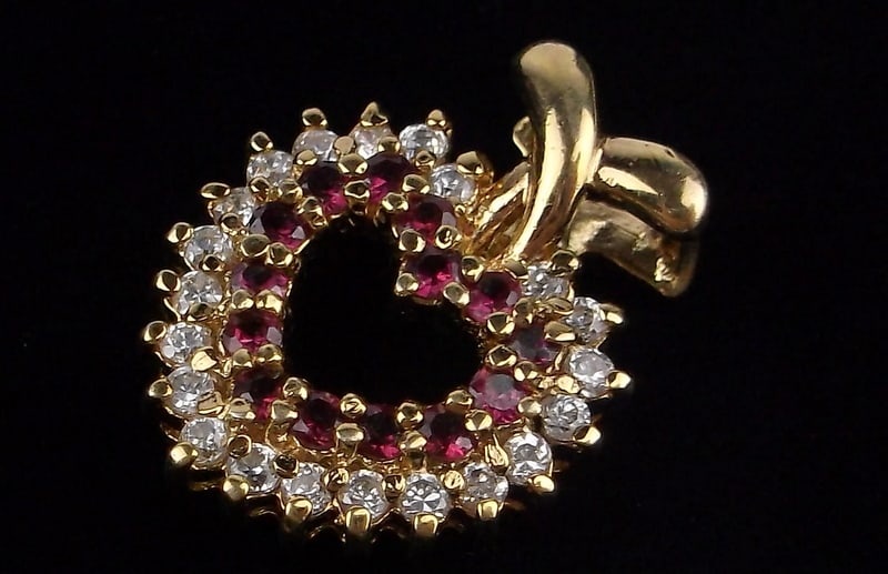 Mint Thick Vint 14k Gold Over Sterling Silver Ruby Heart Pendant (1 of 2)