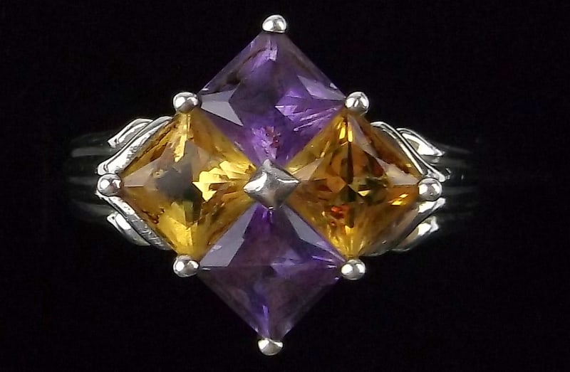 Mint Designer Sterling Silver Amethyst Citrine Ring 6 (1 of 2)