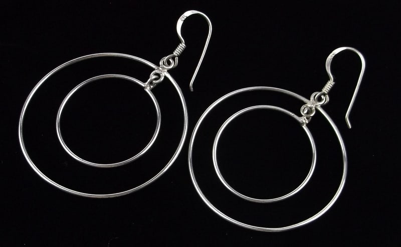 Mint Vint Big Sterling Silver Double Hoop Drop Earrings (1 of 2)