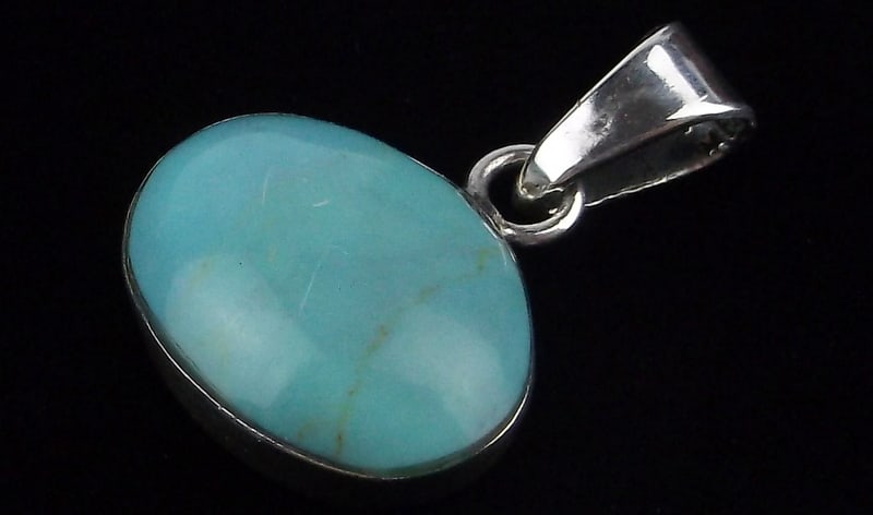 Mint Vintage Taxco Sterling Silver Turquoise Pendant: Guaranteed Solid 925 Sterling Silver, in Excellent Condition