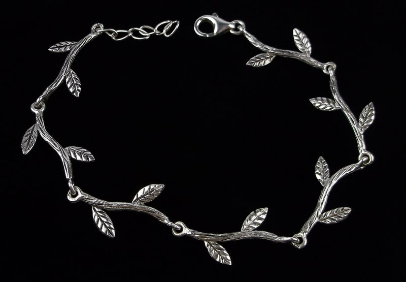 Mint Vintage Sterling Silver Leaf Branch Bracelet 8" (1 of 2)
