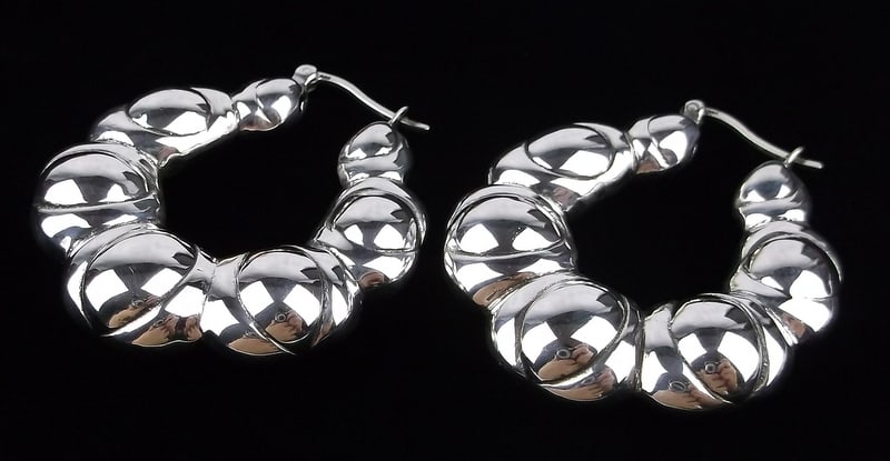 Mint Big Vintage Italian Sterling Silver Earrings 10.2g (1 of 2)