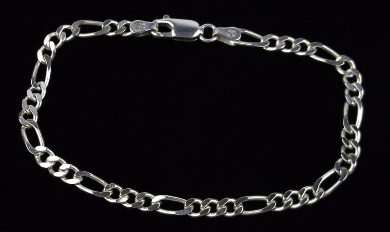 Mint Vint Italian Sterling Silver Figaro Chain Bracelet 7" (1 of 2)