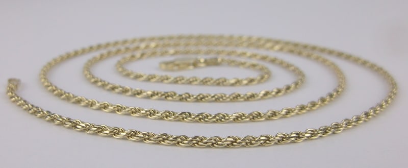 Stunn Vint Italian 14k Over Sterling Silver Rope Chain Necklace 24" (1 of 2)