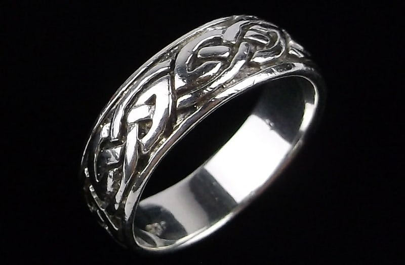 Stunning Vint Thick Sterling Silver Keltic Band Ring 9.75 (1 of 3)