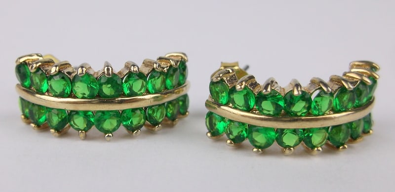 Mint Vint Thick 14k Over Sterling Silver Green Stone Earrings (1 of 3)