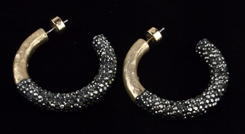 Mint Big Designer Crystal Hoop Earrings (1 of 2)