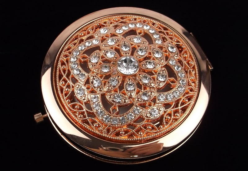 New Boxed Monet Rhinestone Mirrored Compact: new condition