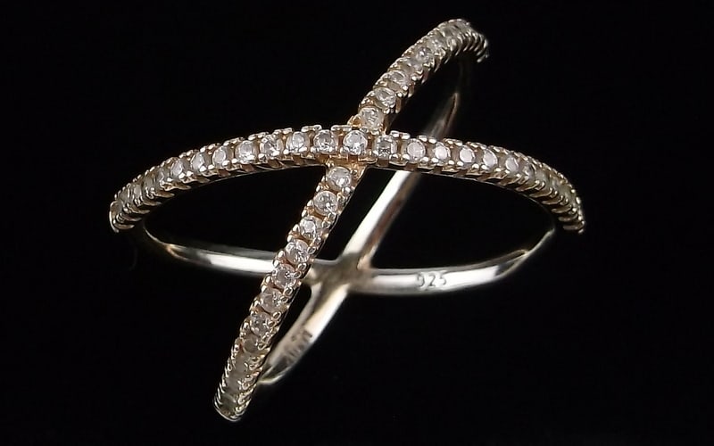 Stunning Sterling Silver Atomic Crossover Ring 8.5 (1 of 3)