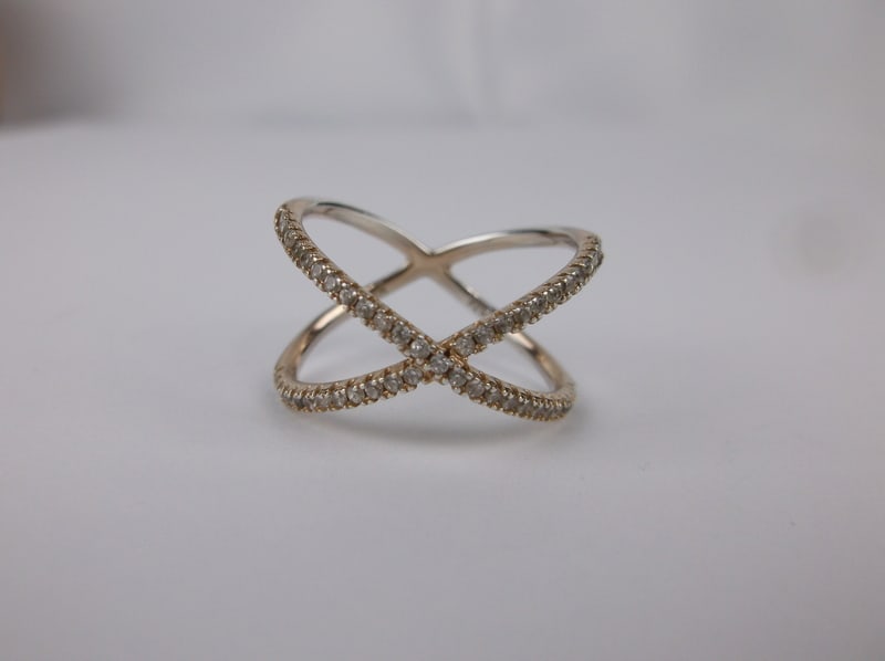 Stunning Sterling Silver Atomic Crossover Ring 8.5 - 2