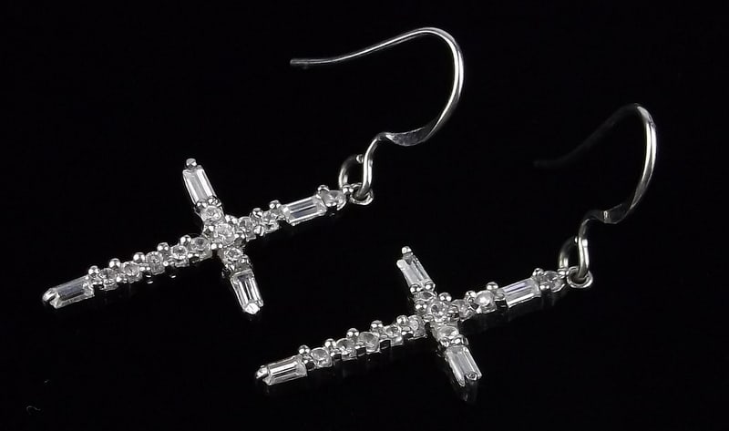 Mint Vintage Sterling Silver Cross Earrings Set (1 of 2)