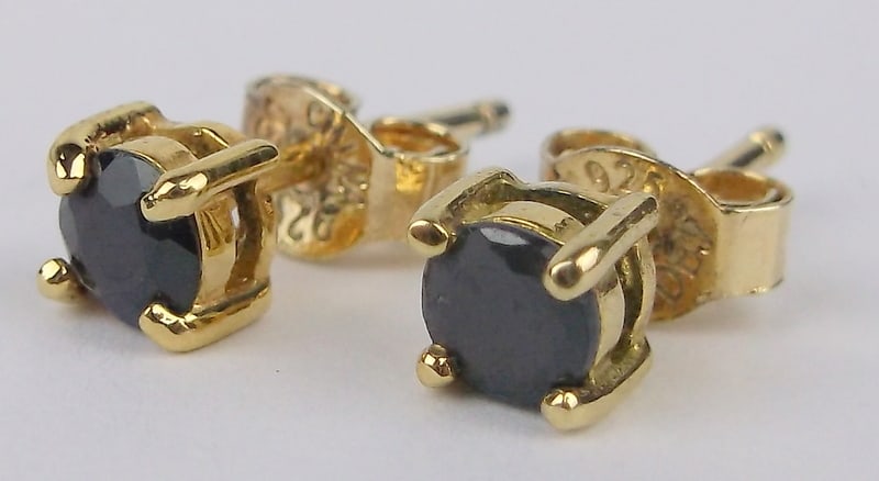 Mint Vintage 14k Over Sterling Silver Sapphire Earrings (1 of 1)