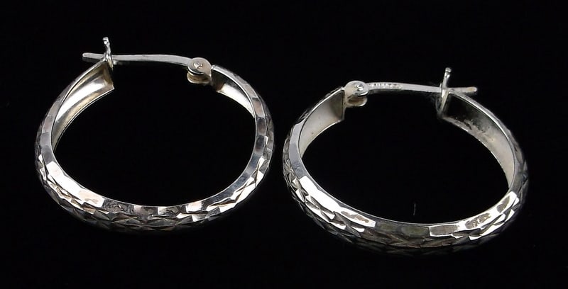 Gorgeous Vintage Sterling Silver Hoop Earrings (1 of 2)