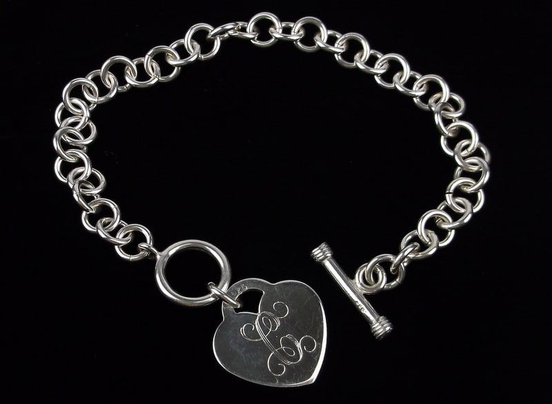 Mint Vint Thick Sterling Silver Heart Chain Bracelet 7.75" 18.6g (1 of 2)