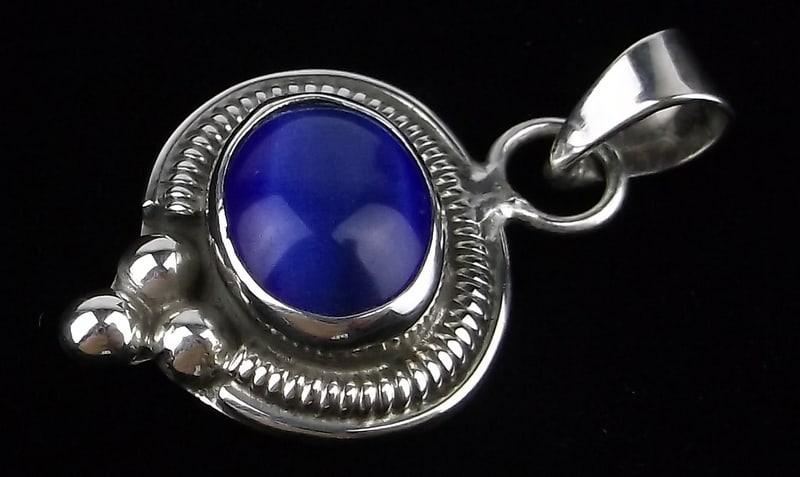 Mint Vintage Taxco Sterling Silver Blue Gemstone Pendant (1 of 2)
