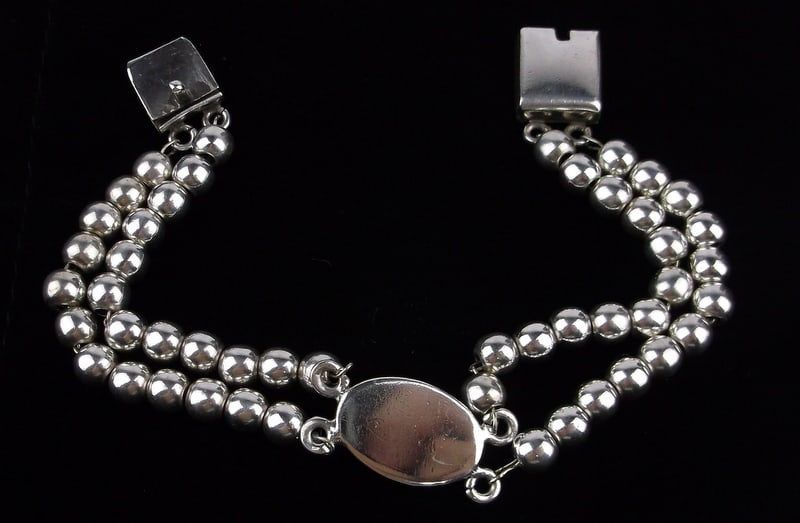 Mint Vint Thick Taxco Sterling Silver Ball Bracelet 7.5" TM205 - 35g (1 of 3)