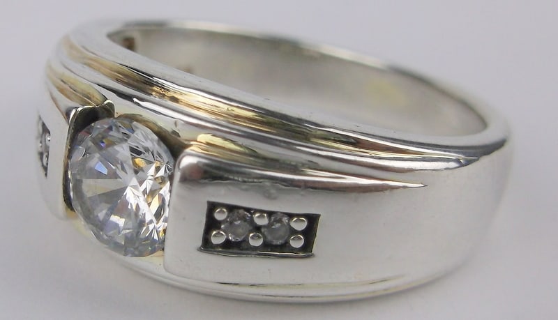 Stunning Vint Thick Sterling Silver Mens Ring 10.5 (1 of 2)