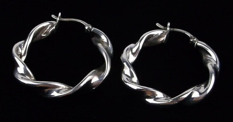 Stunning Vintage Italian Sterling Silver Twist Hoop Earrings (1 of 2)