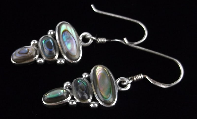Mint Thick Vint Sterling Silver Abalone Drop Earrings (1 of 2)