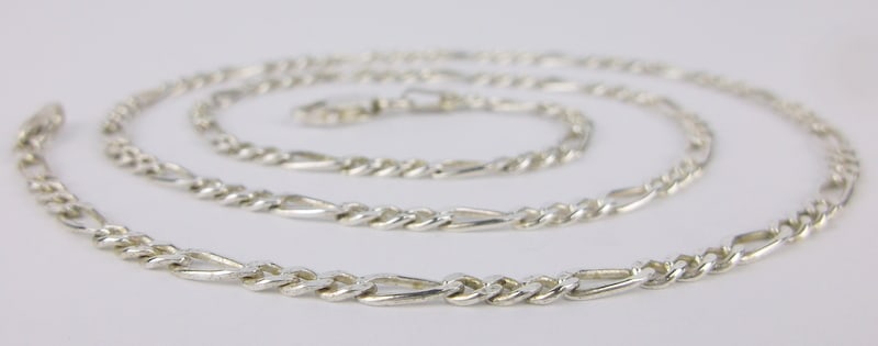 Mint Vint Thick Italian Sterling Silver Figaro Chain Necklace 18" (1 of 2)