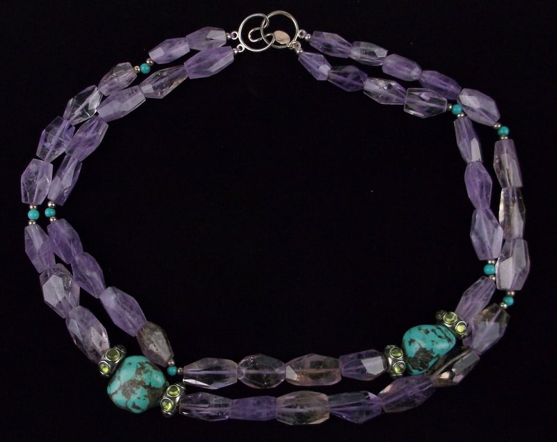 New Boxed BOUNKIT Sterling Amethyst Turquoise Necklace 19" (1 of 3)