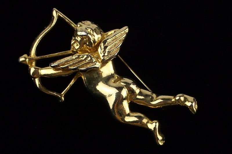 Mint Big Vintage Cupid Cherub Brooch (1 of 2)