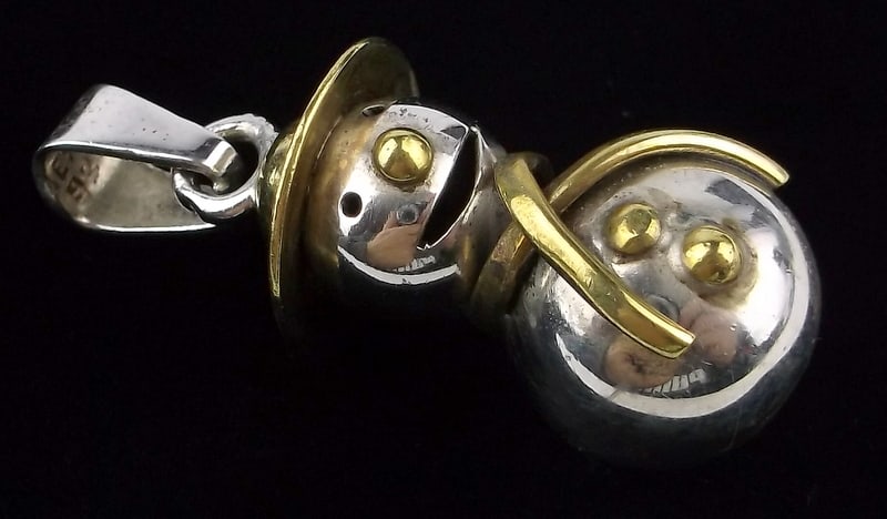 Mint Big Vint Thick Taxco Sterling Silver Snowman Pendant (1 of 3)