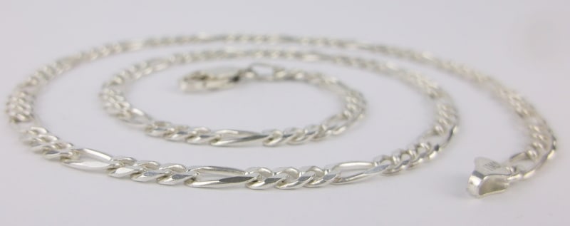 Mint Vint Thick Italian Sterling Silver Figaro Chain Necklace 16.25" (1 of 2)