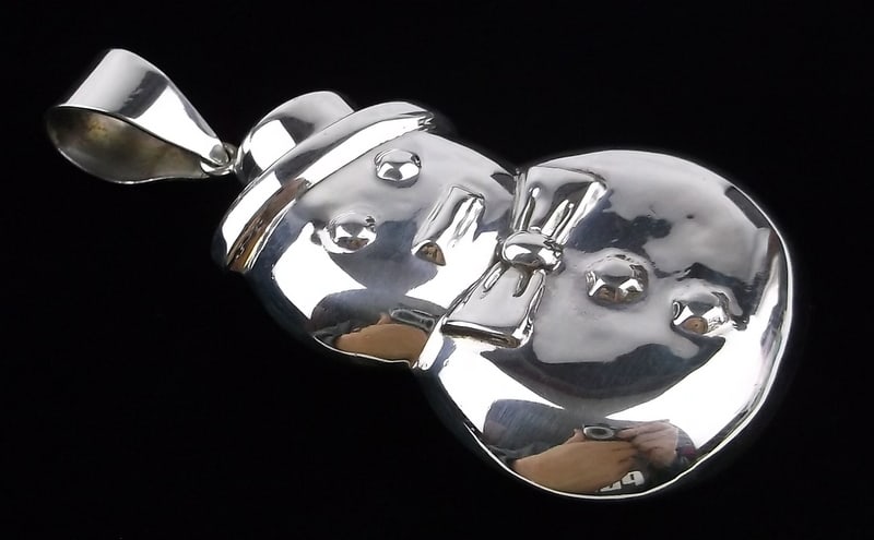 Mint Big Vint Taxco Sterling Silver Snowman Pendant: Guaranteed Solid 925 Sterling Silver, in Excellent Condition