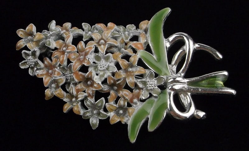 Mint Vintage Enameled Flower Bouquet Brooch (1 of 2)