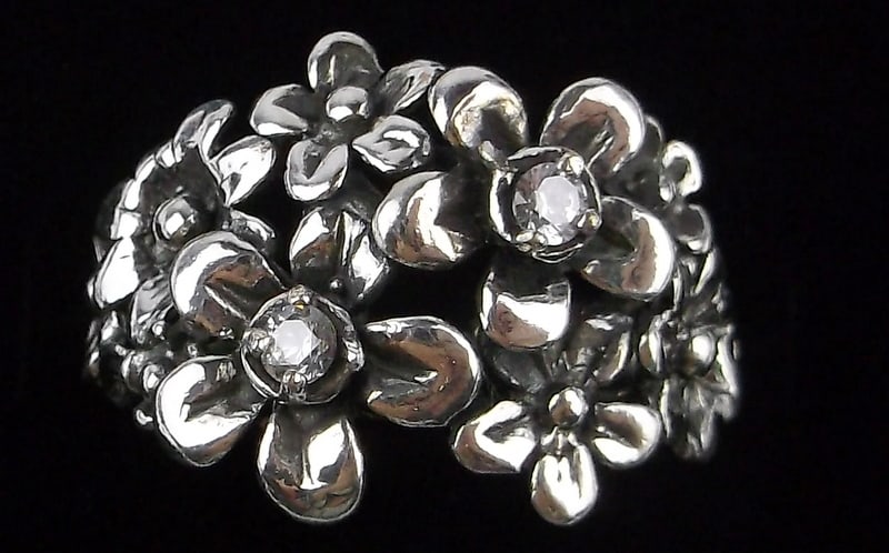 Mint Vintage Thick Israel Sterling Silver Rose Ring 7 (1 of 3)