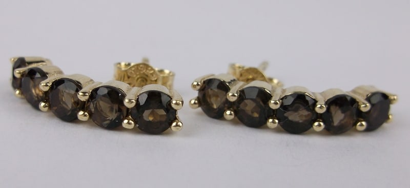 New vintage Thick 14k Over Sterling Smokey Quartz Earrings: Solid Sterling Silver Guaranteed, in Brand New Never Worn Condition.